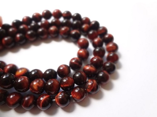 6mm Natural Red Tiger Eye Round Semi Precious Gemstone Beads Half Strand