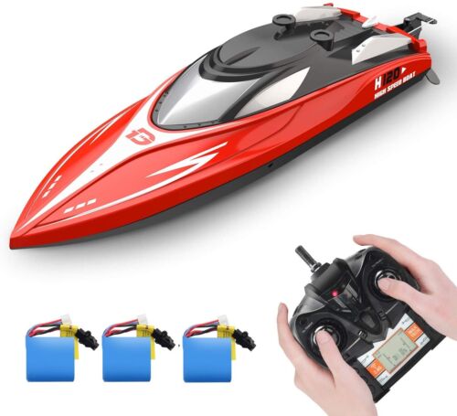 RC Boat 20 mph 2.4 GHz Racing Boats Capsize Recovery 3 Batteries Xmas Gift H120