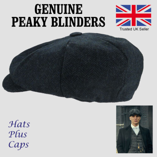 Genuine Peaky Blinders Dentons Gatsby Newsboy Cap 100% Wool Grey Blue Brown 