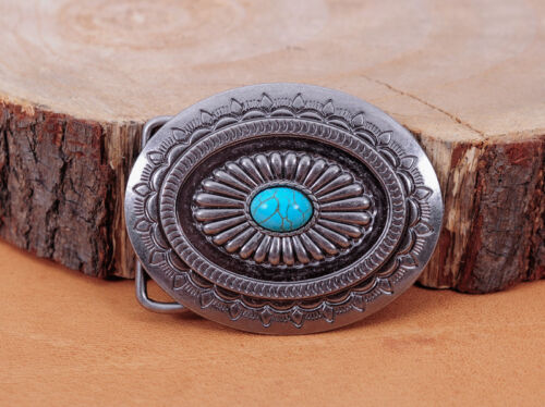 Vintage Silver Native American Indian Navajo Floral Turquoise Belt Buckle Huge 