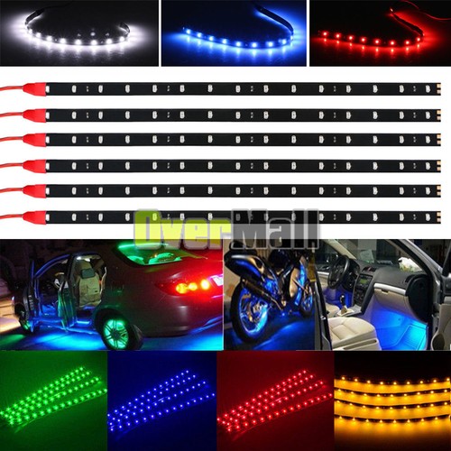 1-6Pcs LED Strip Color Under Car Tube Underglow Underbody System Neon Lights Kit