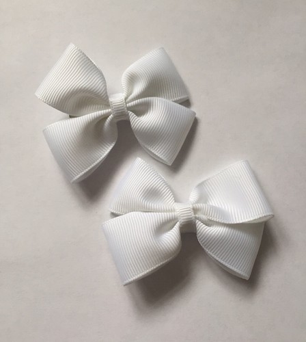 2 Packs De Blanc Big Bow cheveux clips//aligator clip//écoles uniforme