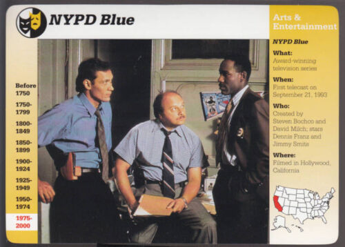 NYPD BLUE TV Show Dennis Franz Jimmy Smits GROLIER STORY OF AMERICA CARD