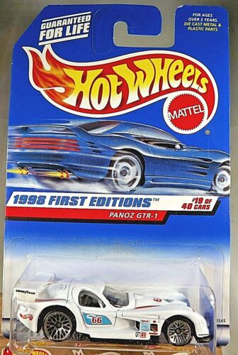 1998 Hot Wheels #657 First Editions 19//40 PANOZ GTR-1 White w//Lace Sp  Malaysia