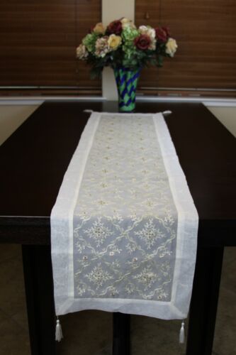 Gold Embroidered Lace Rhinestone Tablecloth Napkins Wedding Bridal Dining Table 