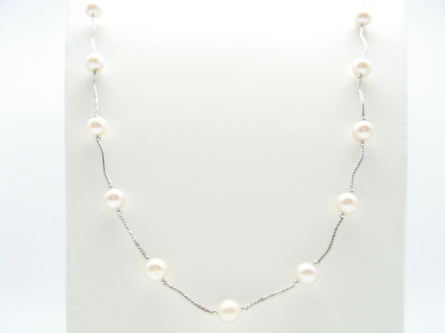 925 Silver 35/" 90cm Real Cultured Freshwater Round Pearl Chain Drop Necklace