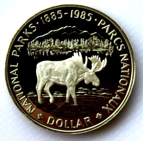 1985 CANADA NATIONAL PARKS CENTENNIAL PROOF SILVER DOLLAR COIN