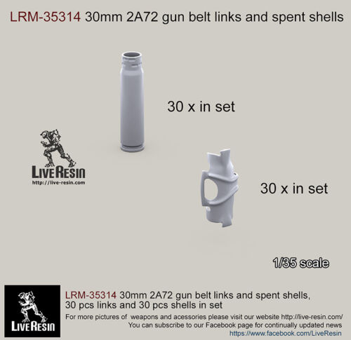 Live Resin 1/35 LRE-35314 30mm 2A72 Gun Belt Links and Spent Shells 