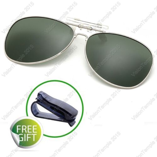Polarized Lens UV400 Flip-Up Clip On Sunglasses Wear Over Glass Vision Driving