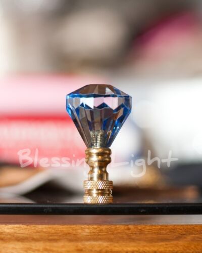 SET OF 2 ACRYLIC CRYSTAL DIAMOND LAMP SHADE FINIAL 