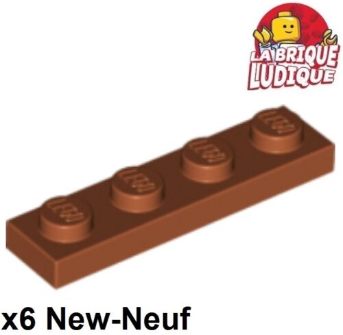 Lego 6x Plaque Plate 1x4 4x1 dark orange foncé 3710 NEUF 