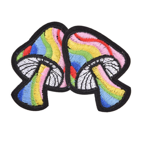 2 pcs mushroom retro 70/'s hippie love peace embroidered applique iron-on patGNCA