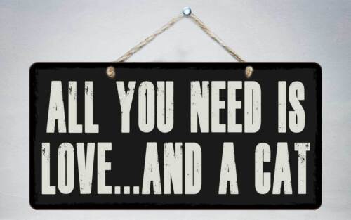132HS All You Need Is Love And A Cat 5"x10" Aluminum Hanging Novelty Sign 