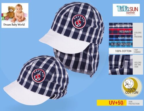 Vente 100/% Coton Garçons Chapeau avec UV 50 Protection Soleil cou protéger bébé garçon