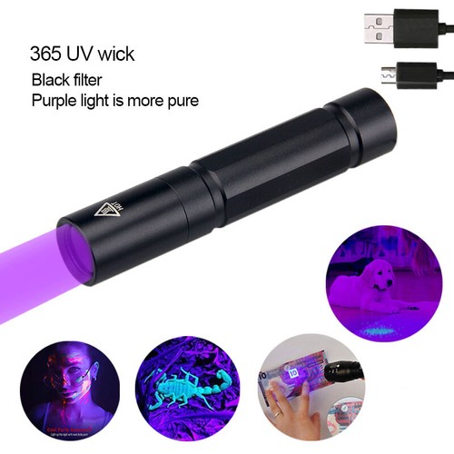5W Powerful Ultraviolet Black Light Torch USB RECHARGEABLE 365NM UV Flashlight