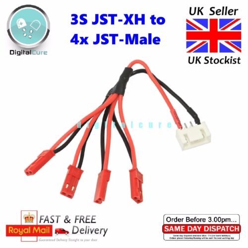 JST-XH 3S Balance Plug to 4x JST Male Power Distribution Lead Connector Cable