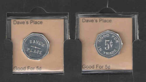 DAVE/'S PLACE GOOD FOR 5¢ IN TRADE OCTAGON TOKEN