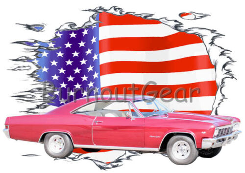 1966 Red Chevy Impala Custom Hot Rod USAT T-Shirt 66 Muscle Car T
