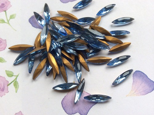 Vintage Tschechische Navette Strass Folien 15x4mm Pk 12 Reparatur Basteln Farbe