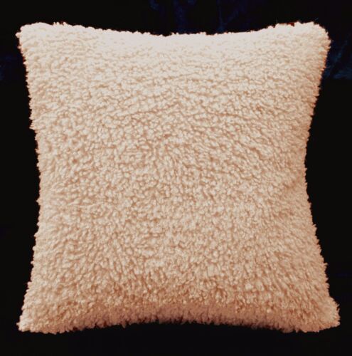 fc02a Pale Nude Pink Faux Sheep Skin Style Curly Fleece Material Cushion Cover 