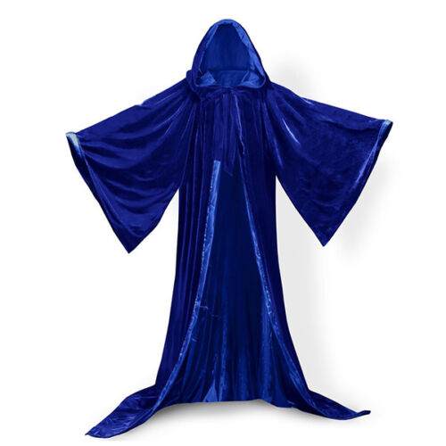 Details about  / Velvet Robe Hooded Wizard Medieval Renaissance Halloween Cloak Line With Sleeves