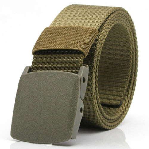 Womens Mens Canvas Jeans Belts Webbing Buckle Army Military Style Fabric Belts 