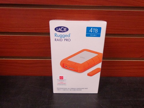 NEW LaCie Rugged Raid Pro 4TB USB-C Hard Drive SD Card Reader STGW4000800