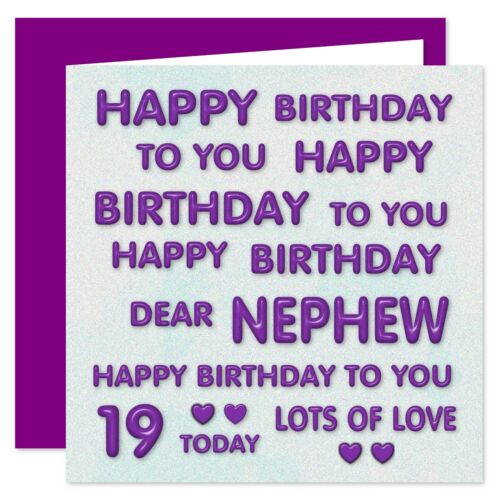 Ages 11-70 Years Perfect Purple Dear Nephew Happy Birthday To You Card