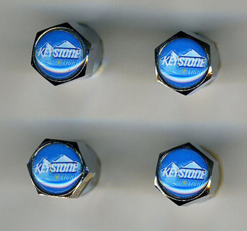 KeyStone Light 4 Chrome Plated Brass Tire Valve Caps Car /& Bike