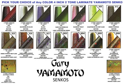 Gary Yamamoto Senko 4 Inch 9S Laminate 2 Tone Stick Bait Worm Any Color 10 Pack