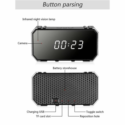 4K Camera full HD 1080P WIFI Mirror Wireless Security Alarm Clock Night Vision