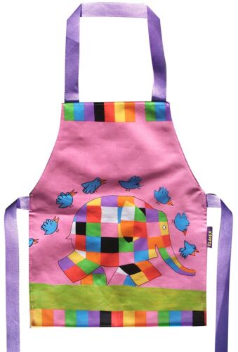 Elmer the Elephant Child's PVC Coated Wipe Clean Pink Apron Shreds 