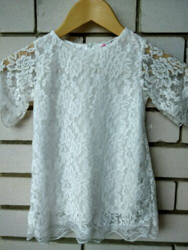 Girl Lace White Flower A-lined Dress Christening Summer 