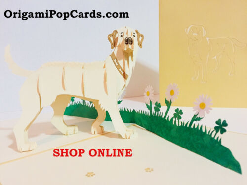 Details about  / OrigamiPopCards.com White Labrador Dog 3D Pop Up Greeting Card Birthday Blank