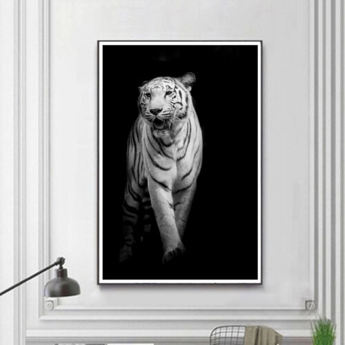Abstract Art White Tiger Black White Paint Silk Canvas Poster Decor Unframe A504 