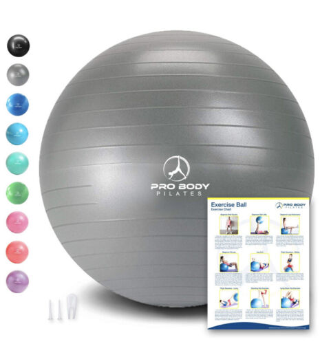 Pro Body Pilates Exercise Fitness Ball Core Strength Balance Yoga No Pump 55cm