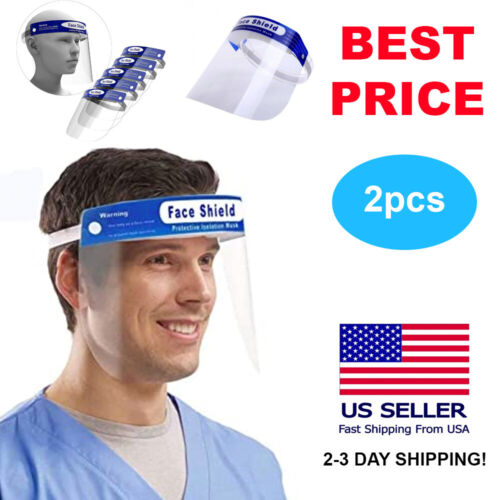 2 PACK Face Shield Full Coverage Reusable Mask Droplet Protection Medical Grade