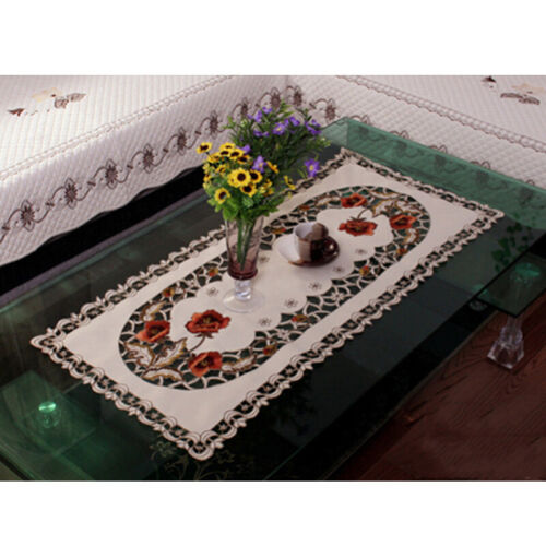 Oval Vintage Embroidered Lace Tablecloth Floral Table Cloth Mat Decor 40cmx85cm 