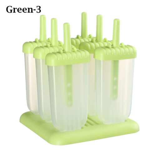 6Pcs Silicone Frozen Ice Cream Mold Juice Popsicle Maker Ice Lolly Pop DIY-Mould 