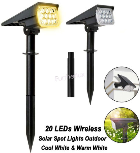 LED Solar Landscape Spotlights Outdoor IP65 Waterproof Solar Powered Wall Lights 