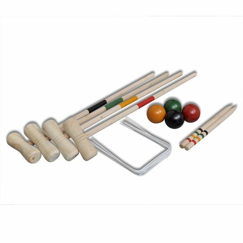4 Player Wooden Croquet Set Beach Kids Toys Adult Fun Outdoor Garden Games Toy