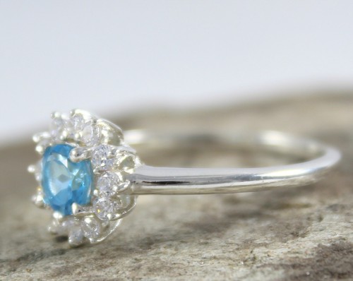 925 Sterling Argent Naturel Bleu Topaz CZ Handmade Jewelry Ring Us Taille 3-13