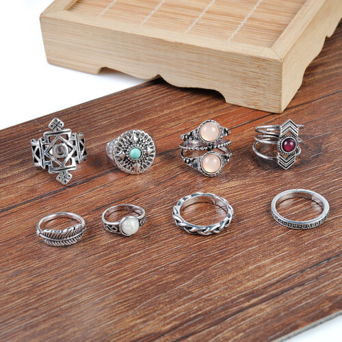 11Pcs/set Vintage Style Women Boho Arrow Moon Midi Finger Knuckle Rings Jewelry 