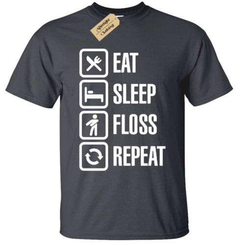 EAT SLEEP FLOSS REPEAT T-Shirt funny Mens dance battle flossing