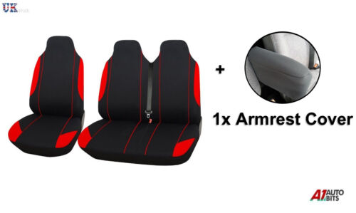 2+1 Rot Weich & Komfort Stoff Sitz & Armlehne Abdeckung für Opel Vivaro Movano 
