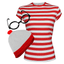 Womens Ladies Book Week Red /& White Striped T-Shirt Hat Glasses Set Fancy Dress