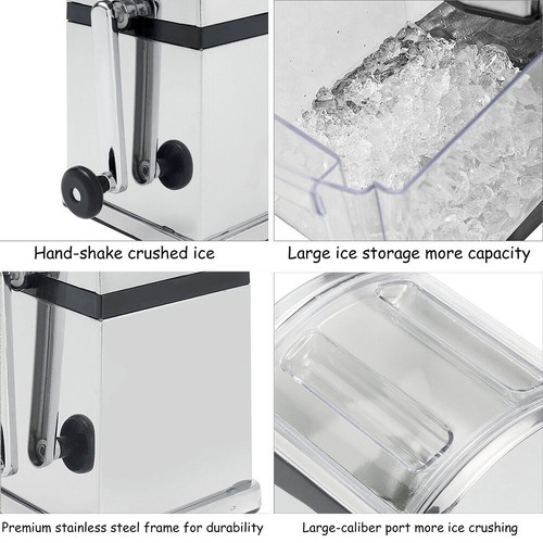 Stainless Steel Ice Crusher Shaver Machine Crushed Ice Maker Easy Clean E