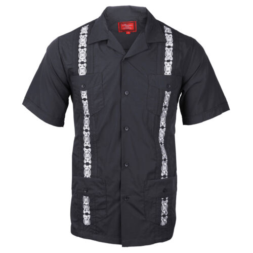 Guayabera Men/'s Cuban Beach Wedding Short Sleeve Button-Up Two Tone Dress Shirt