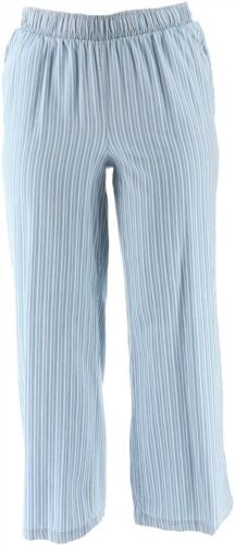 DG2 Diane Gilman SoftCell Denim Wide-Leg Pant Chambray Stripe XL NEW 697-542