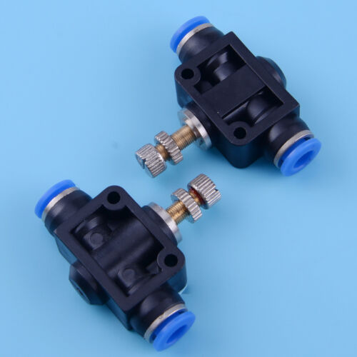 2pcs 6mm Air Flow Speed Control Valve Tube 1//4/" Pneumatic Push In Quick Fitting
